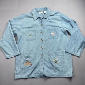 Vintage Mandal Bay Embroidered Denim Chore Coat Size XXL‎